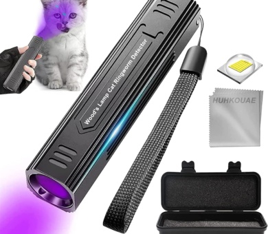 Wood's Lamp pet cat, dog Wood's Black light Flashlight cat Ringworm Detector,Doctor Pet Urine Detector,for Analyzing Skin Dog Cat Care Bed Bug Inspect.