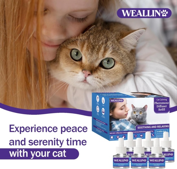 6 Pack Cat Calming Plug-in Refills - Cat Pheromone Diffuser Refills Relieve Anxiety & Stress 6 Month Supply, Cat Pheromones Calming Diffuser Refill(Fits All Common Diffuser Heads) - Image 7