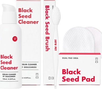 JAYU PET 3-Step Cat Acne Care Kit - Hypoallergenic Cleanser for Feline Acne, Cat Black Chin(1EA) Double-Sided Pads, Cat Acne Chin Wipes(30PCS) Soft Grooming Cat Acne Silicone Brush(1EA)