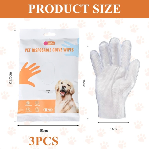 18 Pcs Pet Glove Wipes Dog Mild Deodorizing Pet Glove Wipes for Dogs Thickening Cat Cleaning Gloves No Need to Rinse Cleans and Deodorizes for Daily Care and Travel - Image 7