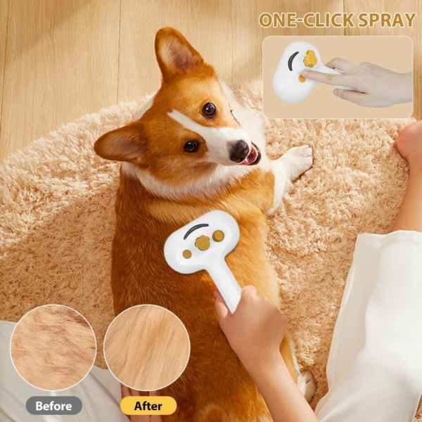 Magic Wand for Pet Hair, 2025 New Cat Steam Brush, 3 in 1 Mist Massage Dog Brush, Rechargeable Shedding Cloud Care Dog Steam Grooming Brushs With 200 Soft Round Head Massage Teeth - Image 6