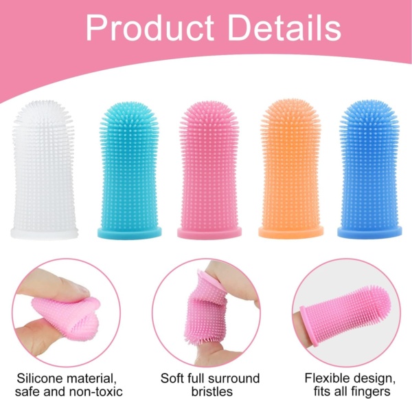 10Pcs Dog Toothbrush, 360º Dog Finger Toothbrush, Silicone Pets Teeth Cleaning Toothbrush Kit, Suitable for Dogs and Cats, Dog Plaque Dog Dental Cleaning Care - Image 3
