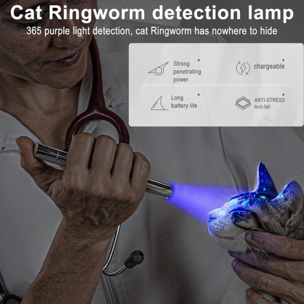 Wood's Lamp Portable,UV Black light for Pet Dog/Cat Care,cat Ringworm Detector, Pet Urine Detector, with Portable buckle and Magnetic back cover - Image 2