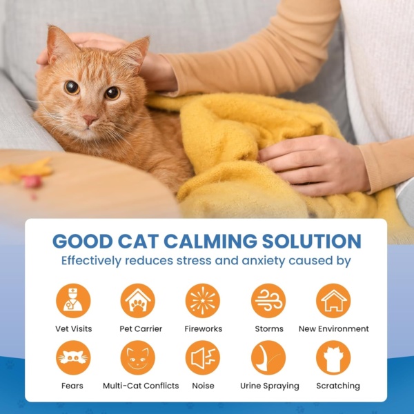 Cat Calming Plug-in, Cat Pheromone Diffuser, 4-in-1 Cat Pheromones Calming Diffuser Kit, Relaxing Pheromone for Cats Relief Stress Anxiety Fighting Scratching, 2 Diffuser 2 Refills(48ml) - Image 2