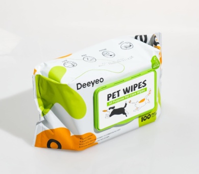 Deeyeo Pet Wipes – Biodegradable Dog Grooming Wipes – Plastic-Free Dog Wipes for Ears, Paws, Bum, Full Body – Sensitive Cleaning Wipes for Puppy, Kitten, Dogs, Cats – Eye Wipes for Dogs Care