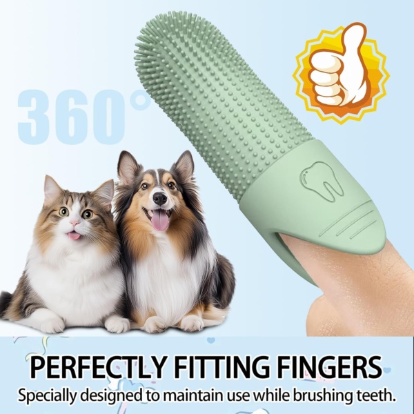 6 Pcs Silicone Pets Teeth, Cat Toothbrush Dog Finger Toothbrush, Cleaning Toothbrush Kit, Full Surround Bristles Dog Tooth Brush Silicone Puppy Toothbrush, for Cats & Small Pets Dental Care - Image 5