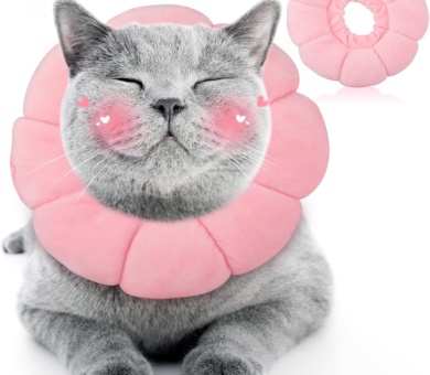 HYLYUN Cat Cone Collar Soft - Cute Pink Flower Cat Recovery Collar, Adjustable Cat E Collar, Surgery Recovery Elizabethan Collars for Kitten and Cats