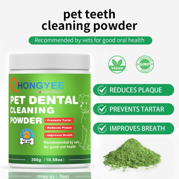 HONGYEE Dog Dental Powder,Dog Teeth Cleaning Powder, Plaque Off for Dogs & Cats Breath Freshener for Bad Breath, Tartar Remover,Dental Care Supplies for Small, Medium, Pet Denta 300g - Image 5