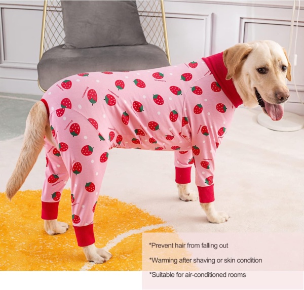 Yeapeeto Dog Surgery Recovery Suit for After Surgery Large Medium Dogs, Post Surgery for Female Male Dog, Cone E-Collar Alternative Pet Onesie, Prevent Licking Dog Suit(Strawberry,3XL) - Image 8