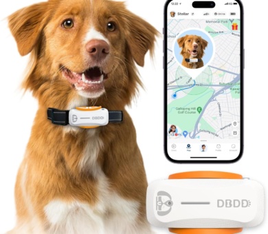 AI GPS Tracker for Dogs (30lbs+), Real Time Location and AI Vet Health Management, Electronic Fence, Waterproof, iOS and Android Universal（White）
