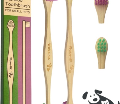 Pet Bamboo Toothbrush for Dogs Cats & Small Pets, Pack of 2 Double Head, Soft Teeth Cleaning Products, Organic Dental Care, Remove Plaque Off, Dog Breath Freshener, Eco Friendly Bamboo Dog Toothbrush