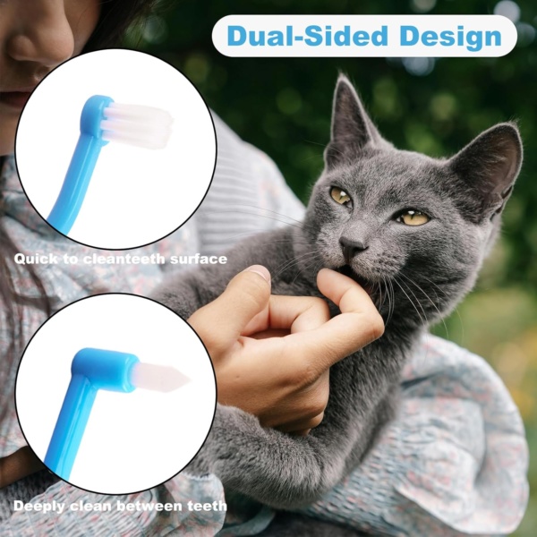 2 Pack Double-Sided Cat & Dog Toothbrush, Cat Toothbrush Dog Toothbrush, Ergonomic Design with Micro Brush Head for Effective Oral Care, Cat Dental Care Supplies Pet Dental Cleaning Tool - Image 4