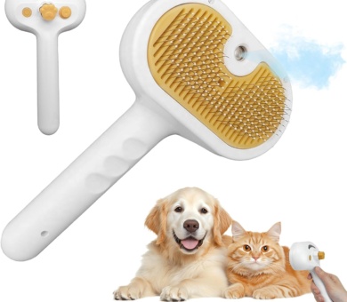 Magic Wand for Pet Hair, 2025 New Cat Steam Brush, 3 in 1 Mist Massage Dog Brush, Rechargeable Shedding Cloud Care Dog Steam Grooming Brushs With 200 Soft Round Head Massage Teeth