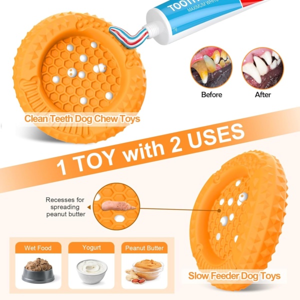 PcEoTllar Dog Chew Toys for Aggressive Chewers, Large Indestructible Dog Toys for Large Dogs, Interactive Dog Toys for Boredom, Natural Rubber for Teeth Gum Health, Orange - Image 6