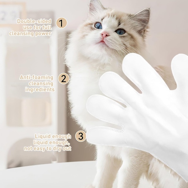 6PCS Pet Glove Wipe for Dog and Cat, Cat Wipes Dog Wipes Cleaning Glove for Face, Ear, Eye, Paws Cleaning Wipes, Pet Wash Free Gloves, Cleaning Grooming Wipes for Daily Care and Traveling - Image 4