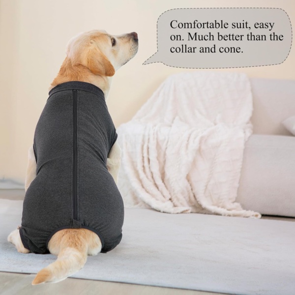 Dog Recovery Suit Post Op with Top Zip Surgical Recovery Suit Female Male Dog Vest Body Suits for Dogs After Surgery Onesie Medical Vest for Small Medium Large Dogs Cone Alternative - Image 7