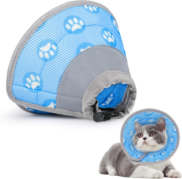 Flintronic Cat Cone Collar Soft, Adjustable Cat Recovery Collars & Cones to Stop Licking After Surgery, Pet Recovery Collar, Suitable for Pet Medical for Rehabilitation Wound Healing (M)