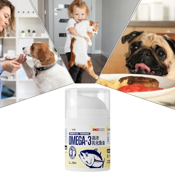 Dog Fish Oil Pump Bottle, 1.69oz Pet Fish Oil Supplements, Highly Concentrated Press Type Small Dog Cat Fish Oil Promotes Heart, Skin - Image 4