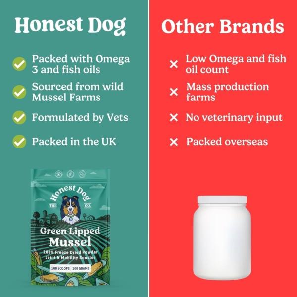 Honest Dog Co. Green Lipped Mussel Powder For Dogs (100 Grams - 150 Servings) Mobility and Flexibility - Hip and Joint Support - Image 6