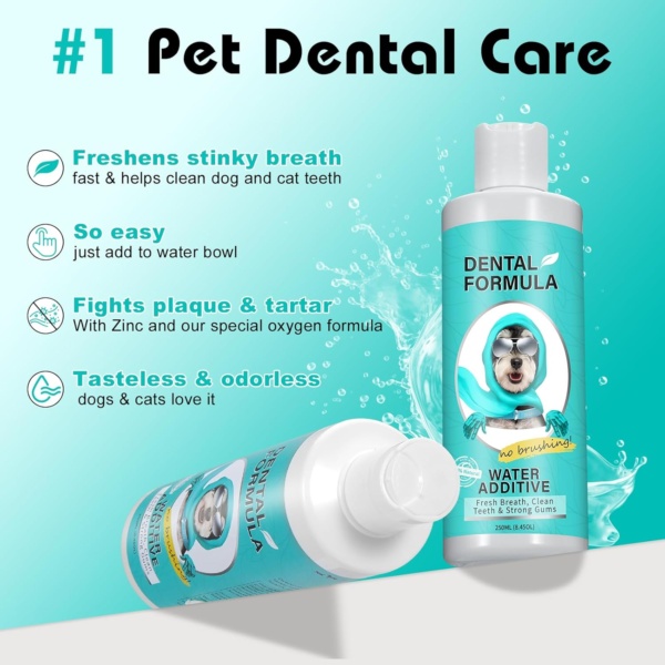 Bailey & buddies Dental Formula Water Additive For Dogs & Cats - Clean Teeth, Healthy Gums & Fresh Breath - Manage Plaque & Tartar Build-Up - No Brushing Needed - Cat/Dog Oral Health & Mouthwash - Image 4