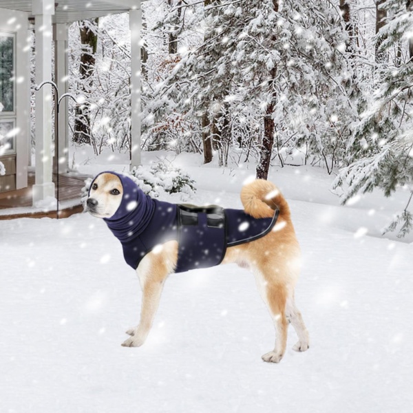 Yanmucy Dog Calming Coat with Snood 2 in 1 Anxiety Relief Adjustable Jacket with Hoodie Ear Muffs for Nervous Dogs (Blue, XXL) - Image 4