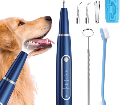 Dog Teeth Cleaning Kit, Pet Tooth Cleaner Dental Care Tartar Plaque Remover for Dogs and Cats(Blue)