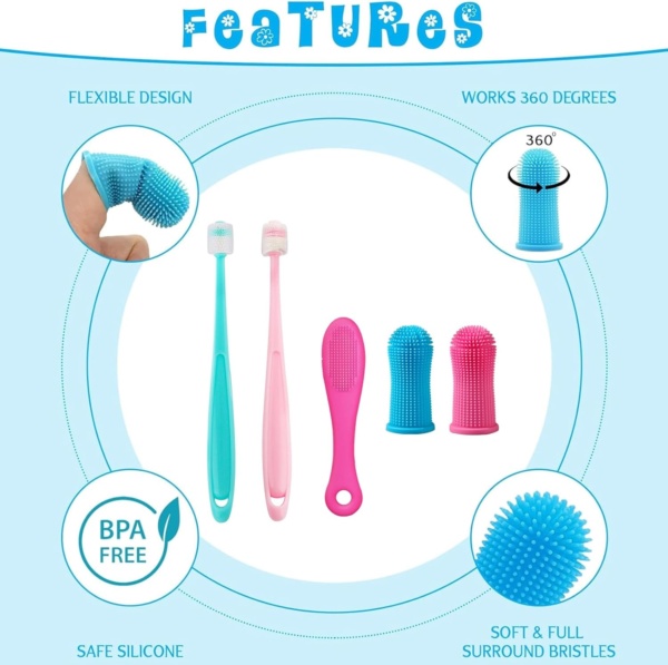 10Pcs Small Dog & Cat Toothbrush, Dog Finger Toothbrush, 360 Degree Soft Silicone Pet Toothbrush, Puppy Toothbrush, Silicone Scrubber for Cats, Finger Toothbrush for Dog and Cat Teeth Cleaning - Image 3