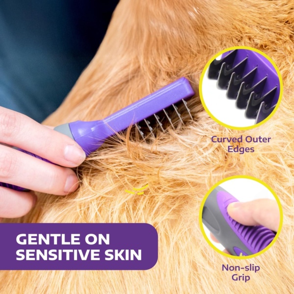Hertzko 2-in-1 Dog Matt Remover & Grooming Brush - Cat Brush, Pet Hair Remover, Dematting Tools for Dogs - Effective Dematting Comb for Dogs and Cats, Ideal Matt Breaker and Dog Coat Care - Small - Image 5