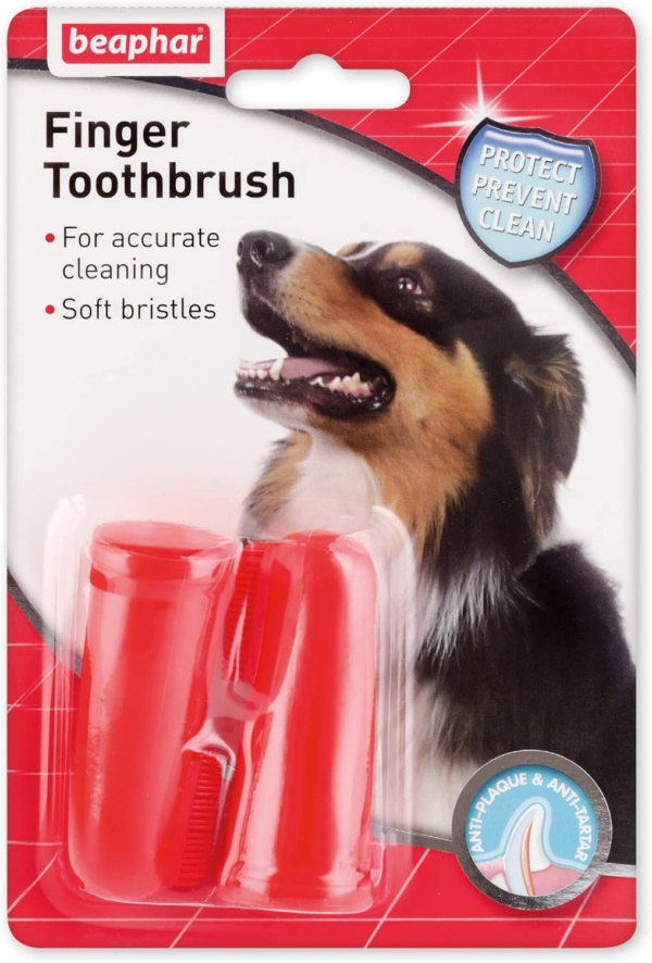 Beaphar | Finger Toothbrush | Dental Care For Dogs & Cats | For Accurate Cleaning | Soft Bristles | Ideal for Sensitive Pets | 2 Pack, Red