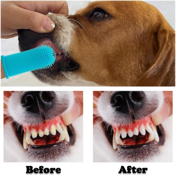 ZNDFTW 6 Pcs Dog Finger Toothbrush, Dog Toothbrush, Dog Toothbrush Finger, Silicone Pets Teeth Cleaning Puppies Teeth Cleaning Products for Cats & Small Pets Dental Care Three-Colour - Image 5