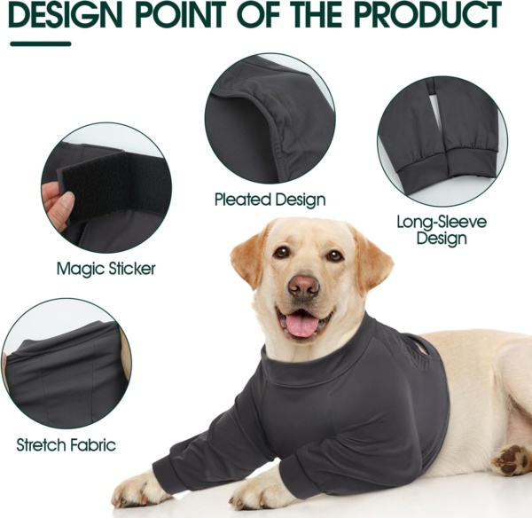 Kuoser Dog Recovery Suit - Female Foreleg Surgical Suit, Blue - Image 3