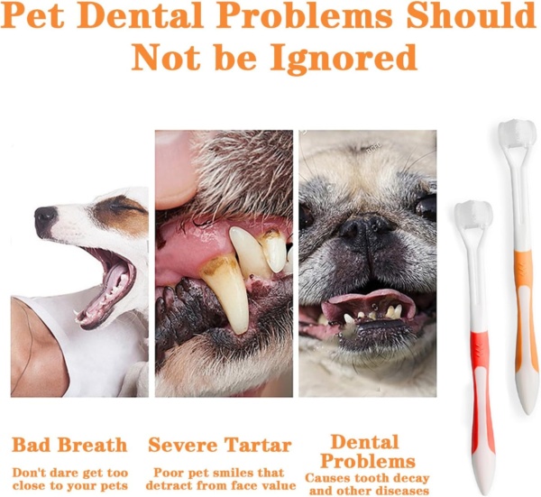 2Pcs Dog Toothbrush & Cat Toothbrush,3 Sided Dog Toothbrush,Puppy Toothbrush Dog Teeth Cleaning Products Triple Headed Dog Plaque Remover for Dog Cat pet Tooth Dental Health - Image 5