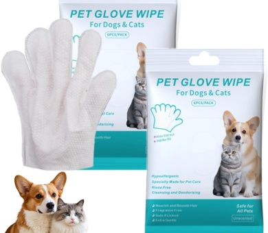 12 PCS Dog Cleaning Gloves Wipes, Dry Cleaning Gloves for Dogs Cat, Pet Wash Free Gloves for Daily Care