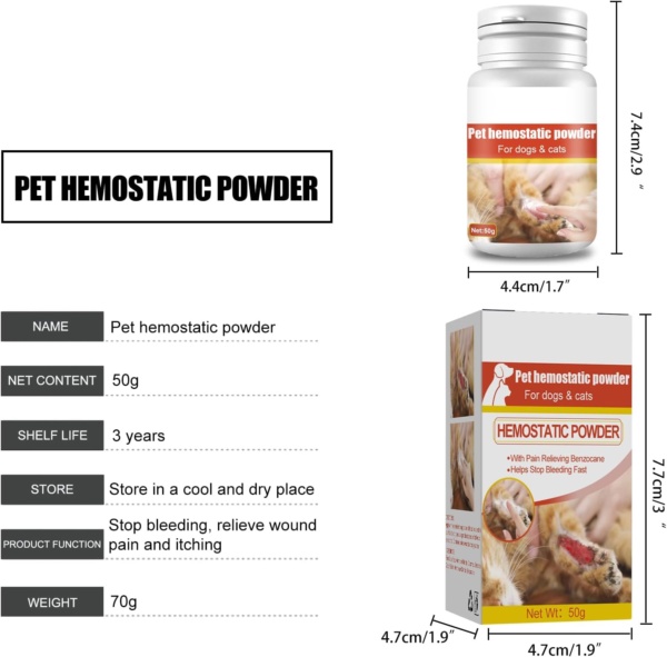 50g Medicated Powder Treatment For Bleeding Styptic Powder For Dogs Cats Pet Dogs Cats Skin Care Styptic Powder Pet Wound - Image 4