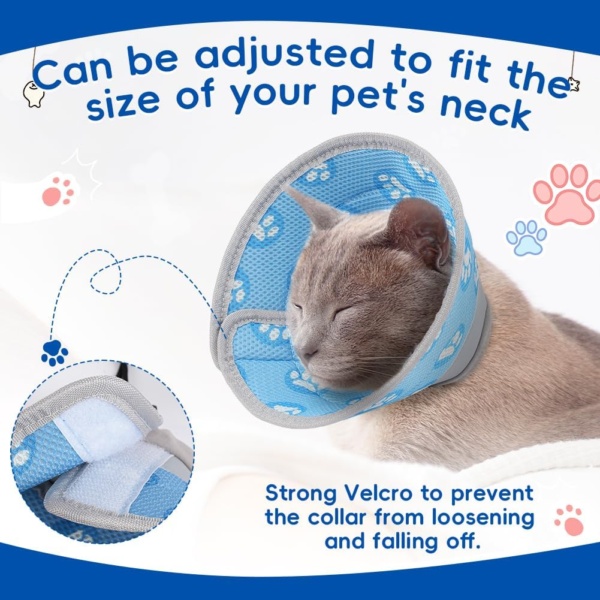 Flintronic Cat Cone Collar Soft, Adjustable Cat Recovery Collars & Cones to Stop Licking After Surgery, Pet Recovery Collar, Suitable for Pet Medical for Rehabilitation Wound Healing (M) - Image 5