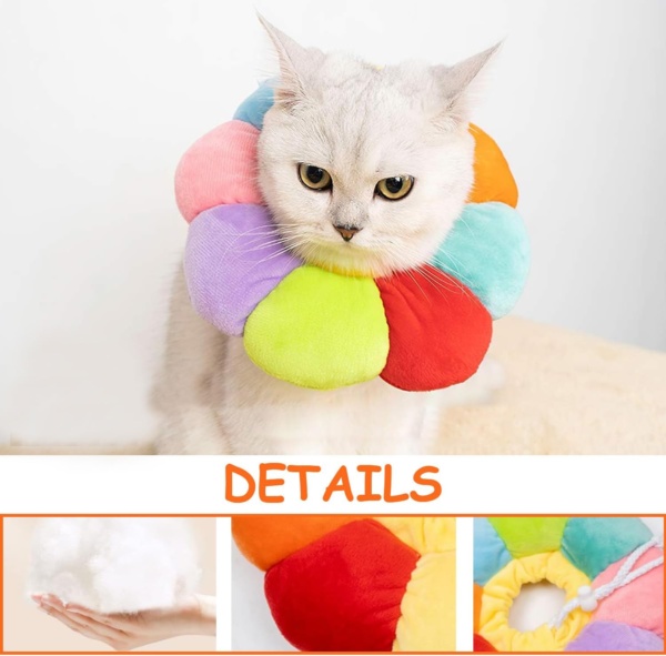 Cat Cone Collar Soft Cat Recovery Collar Cute Flower Adjustable for Small Dogs and Cats - Comfortable Pet Recovery, Cute and Functional - Image 3