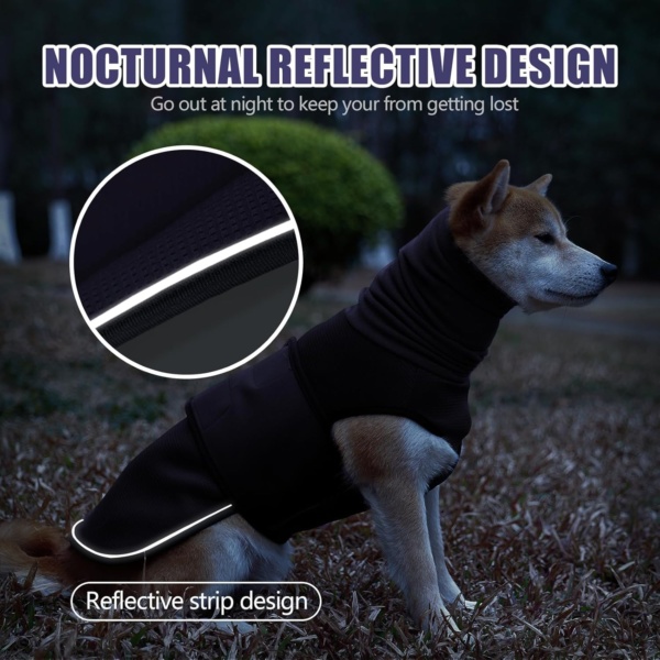 Lelepet Calming Coat with Ear Wrap, Turtleneck Dog Hoodie for Thunder, Fireworks, Comfortable Dog Soothing Shirt with Ear Muffs, Anxiety Relief Vest, Navy Blue M - Image 6