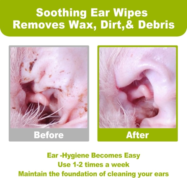 Dr.Easy Pet Ear Grooming Wipes 120ct for Dogs &Cats Fragrance Free,Helps Dissolve Wax Build-Up and Control Ear Odor,flushable & Compostable,Stop Ear Itching Natural Cleansing (120ct) - Image 4