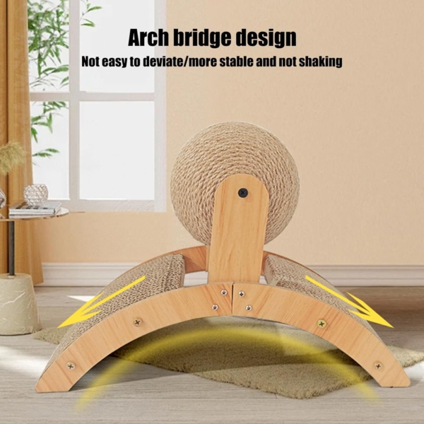 Cat Scratching Board | Kitten Scratching Ball | Wood Sisal Ball Scratcher Exercise Furniture Protector for Outdoor Pet Play to Prevent Boredom Promote Claw Health - Image 2