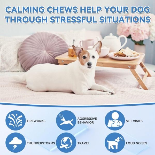 Dog Calming Treats, 200 Count Natural Soothing Dog Chews for Relaxation Support – Helps with Puppy Separation, Barking, Travel, Thunder & Tension – For All Breeds & Sizes – Chicken Flavor - Image 4