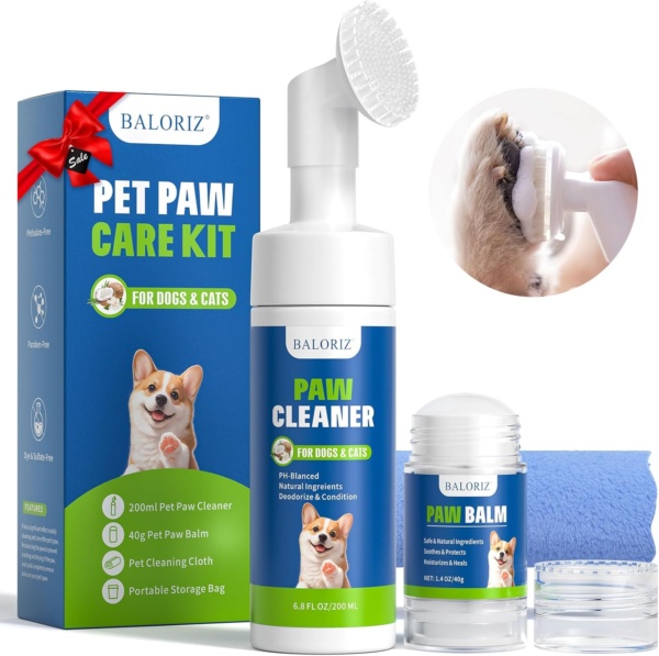Dogs Paw Care Cleaner Kit for Dogs and Cats, No Rinse Foam Dog Paw Cleaner for Heals Repairs & Restores Dry, Cracked Paws & Nose Dog Paw Protector for Pet Foot Washer Care