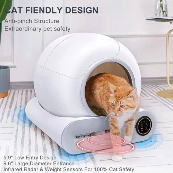 Self Cleaning Cat Litter Box 65L, App Control And Health Monitoring,Safe Anti-Pinch,Ion Deodorisation,9l Waste Bin, For Multiple Cats, With Garbage Bags - Image 5