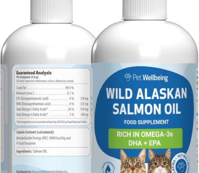 Wild Alaskan Salmon Oil for Cats - Wild-Caught, Cold-Processed, Daily Omega-3 Fish Oil for Healthy Coat and Skin, Joint Mobility and Strength - EPA, DHA - 8 fl oz (236 ml)