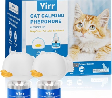 Cat Calming Plug-in, Cat Pheromone Diffuser, 4-in-1 Cat Pheromones Calming Diffuser Kit, Relaxing Pheromone for Cats Relief Stress Anxiety Fighting Scratching, 2 Diffuser 2 Refills(48ml)