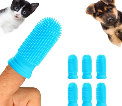 Dog Finger Toothbrush, 6Pcs Dog & Cat Toothbrush, 360º Silicone Puppy Tooth Brush, Dogs Cats Teeth Cleaning Dental Care