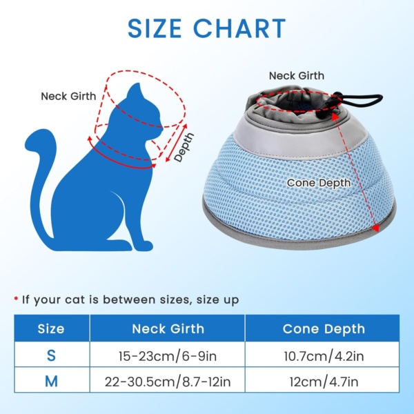 Cat Cone Collar Recovery Cone of Shame Adjustable Soft for Cats Small Dogs Pet After Surgery, Lightweight Elizabethan Cones for Cats Kittens Puppies Protective Comfortable M 8.7-12inches - Image 5