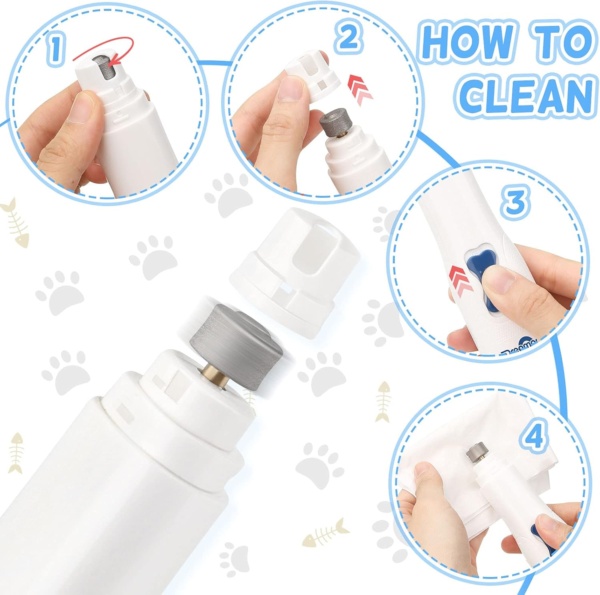 Dog Electric Nail File Grinders, Pet Nail Trimmer Low Noise, Long Working Time, for Small Medium Large Breed Dog and Cat - Image 6