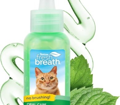 TropiClean Fresh Breath Cat Teeth Cleaning Gel - No Brushing Dental Care - Breath Freshener Oral Care - Complete Cat Teeth Cleaning Solution - Helps Remove Plaque & Tartar, Original, 59ml