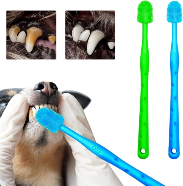 Dog Brush Cat Pet Puppy Gum Finger Toothbrush Dental Care Teeth Cleaning Supplies Kit for Dogs, 2 Pcs 360° Silicone - Image 9