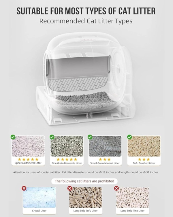 Self Cleaning Cat Litter Box 65L, App Control And Health Monitoring,Safe Anti-Pinch,Ion Deodorisation,9l Waste Bin, For Multiple Cats, With Garbage Bags - Image 3